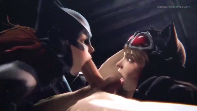 Catwoman et Batgirl sucent une bite